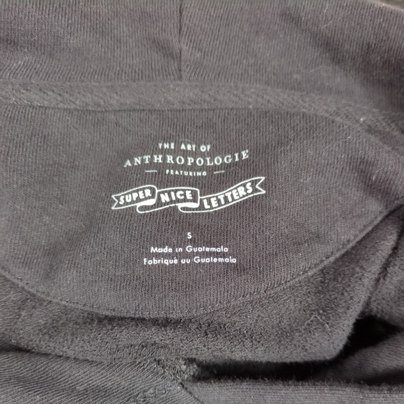 Anthropologie Super Nice Letters True Love Cropped Graphic Hoodie Black‎ Size Sm - Picture 6 of 9